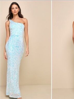 Lulu's Light Blue One-Shoulder Dress